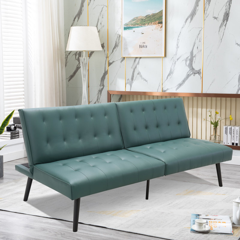 Ebern Designs Futon Sofa Bed Pu Leather Futon Couch Of 2 Seats